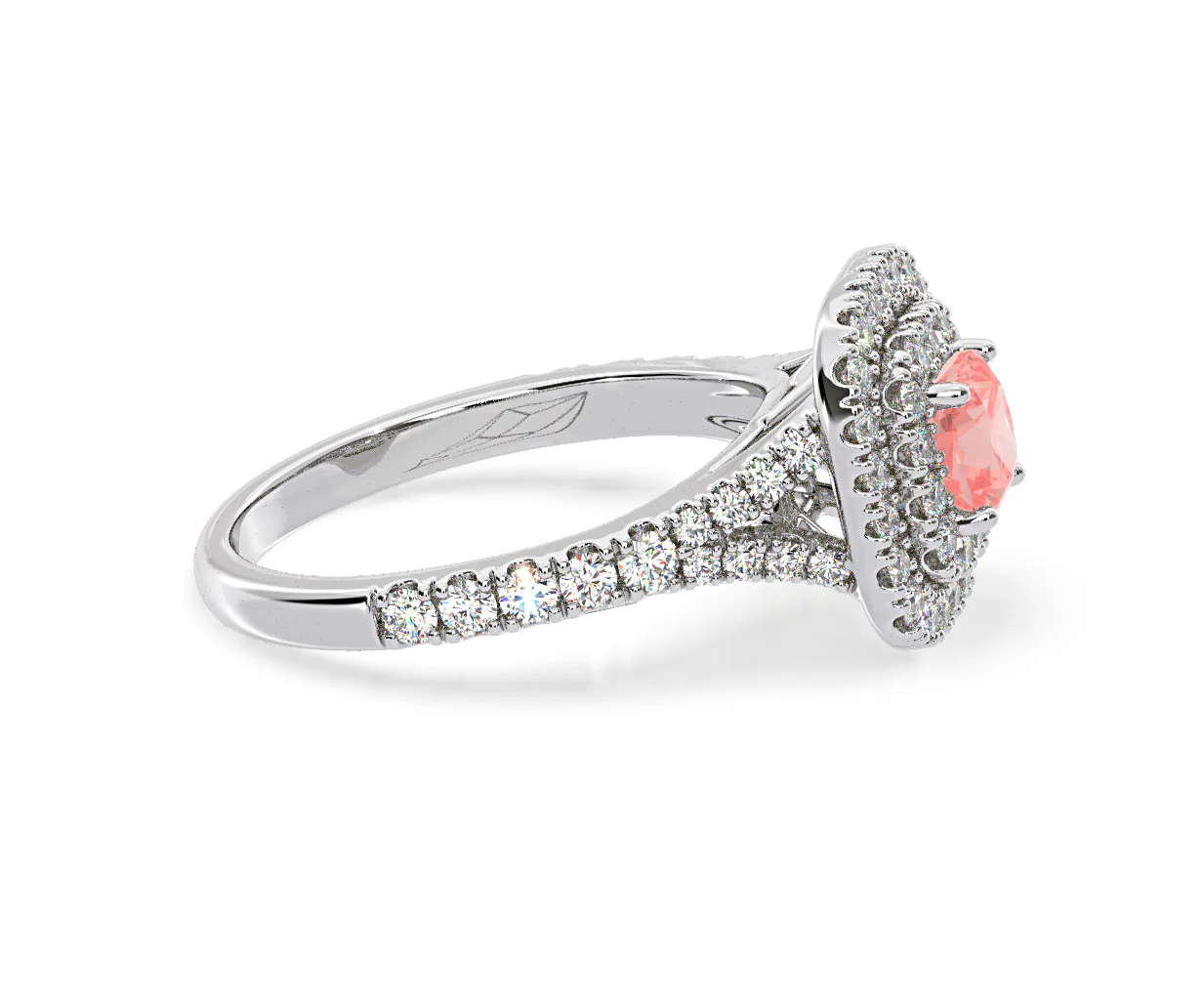 Anastasia Pink Lab Diamond 1.30ct Halo Ring in Platinum - Elara Collection - Image 69