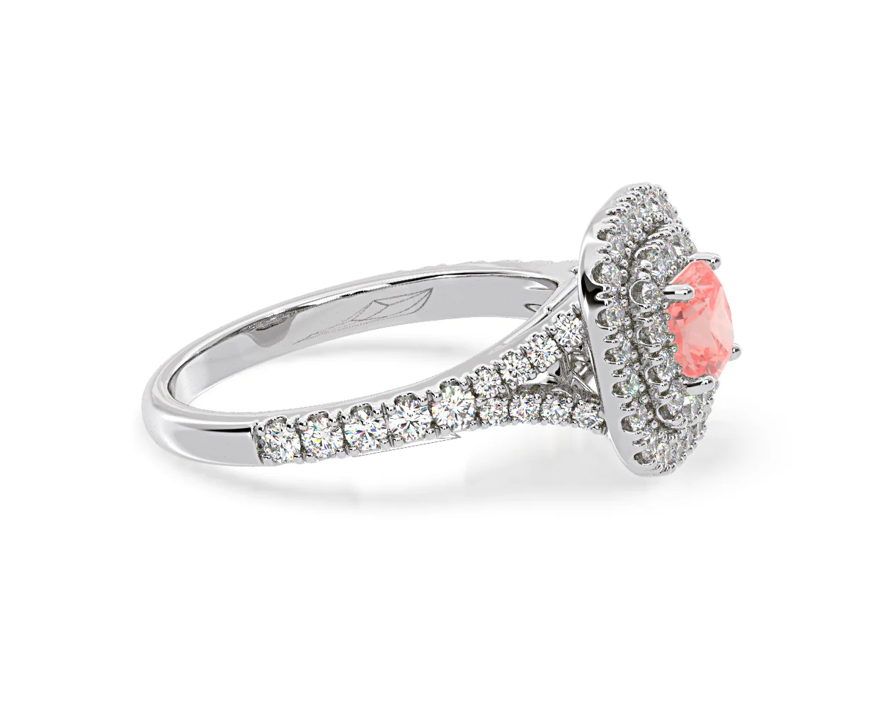 Anastasia Pink Lab Diamond 1.30ct Halo Ring in Platinum - Elara Collection - Image 70