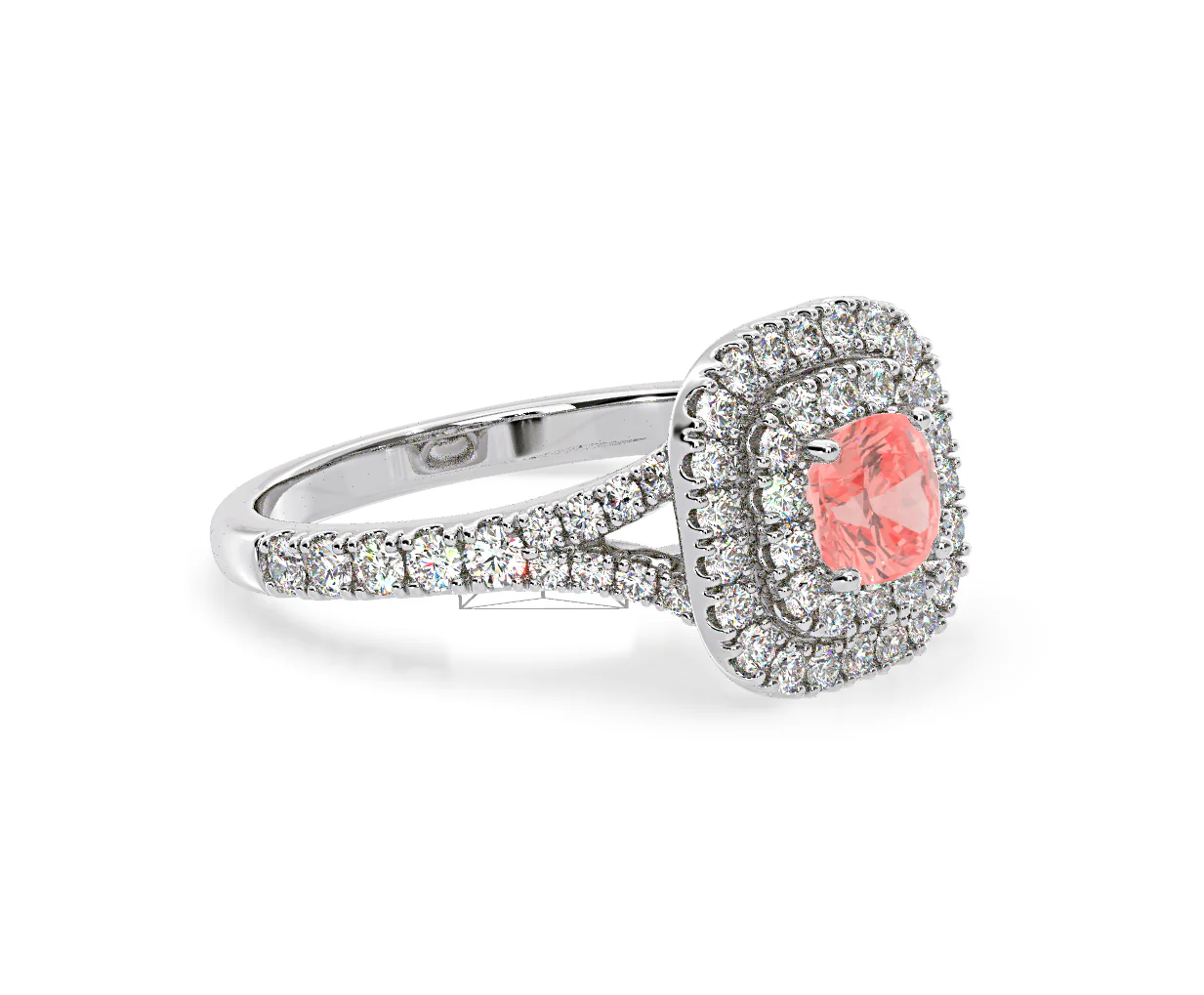 Anastasia Pink Lab Diamond 1.30ct Halo Ring in Platinum - Elara Collection - Image 76