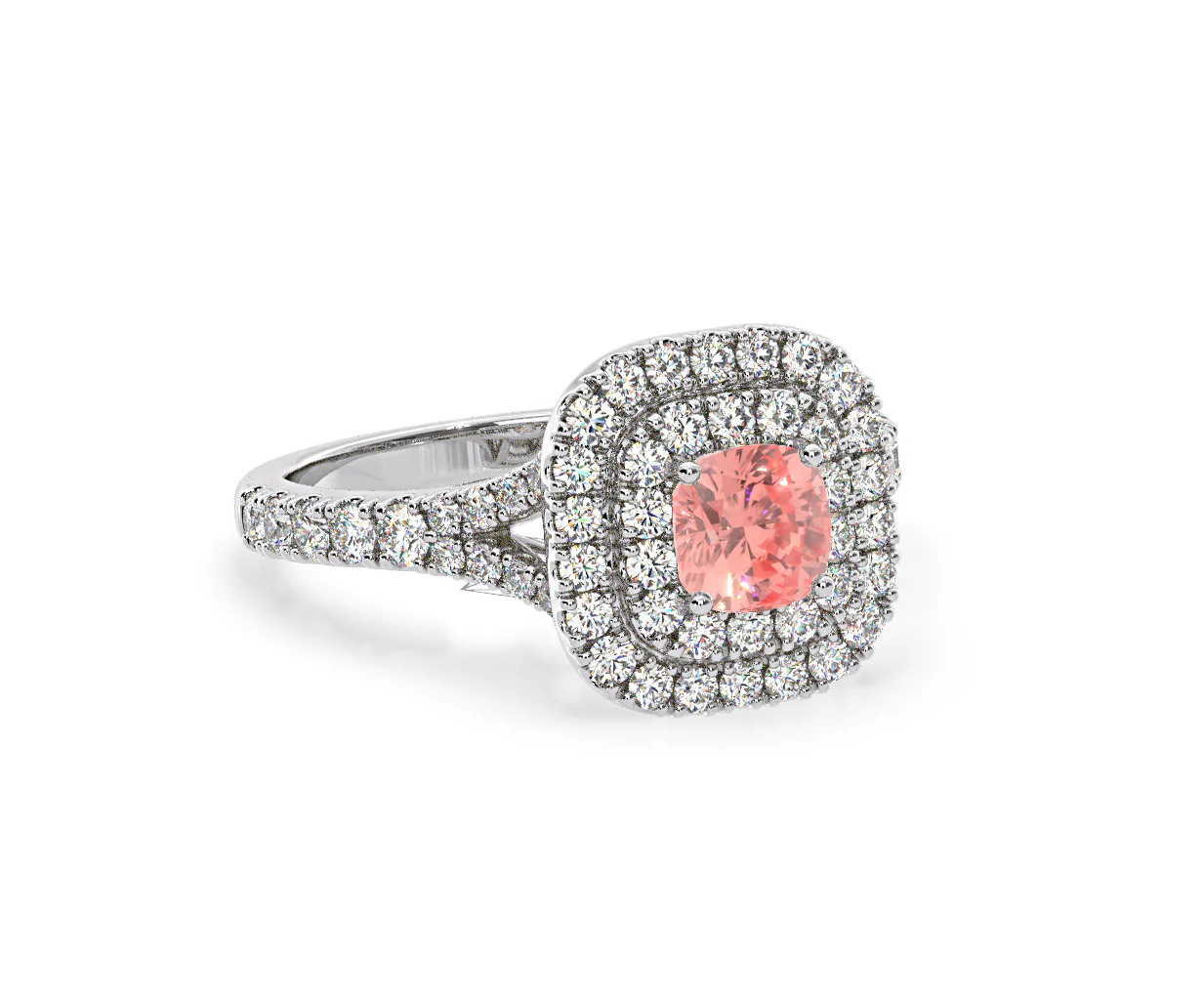 Anastasia Pink Lab Diamond 1.30ct Halo Ring in Platinum - Elara Collection - Image 81