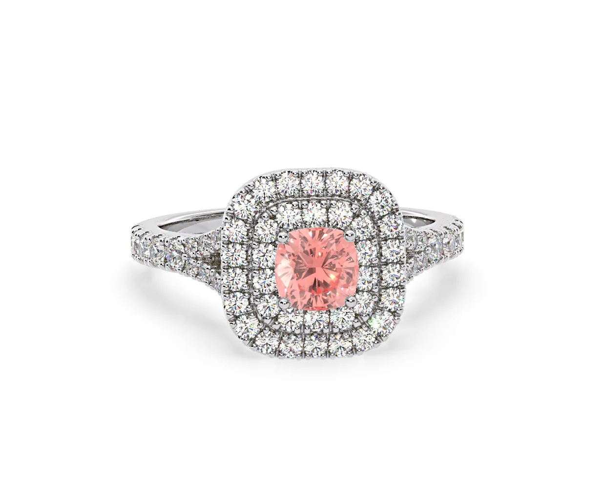 Anastasia Pink Lab Diamond 1.30ct Halo Ring in Platinum - Elara Collection - Image 85