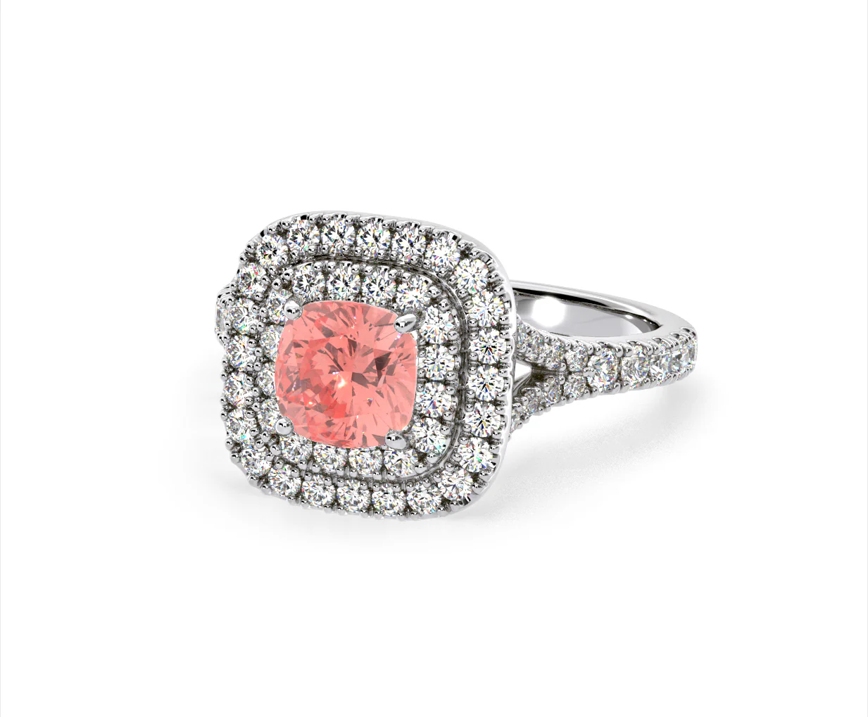 Anastasia Pink Lab Diamond 1.65ct Halo Ring in 18K White Gold - Elara Collection - Image 11