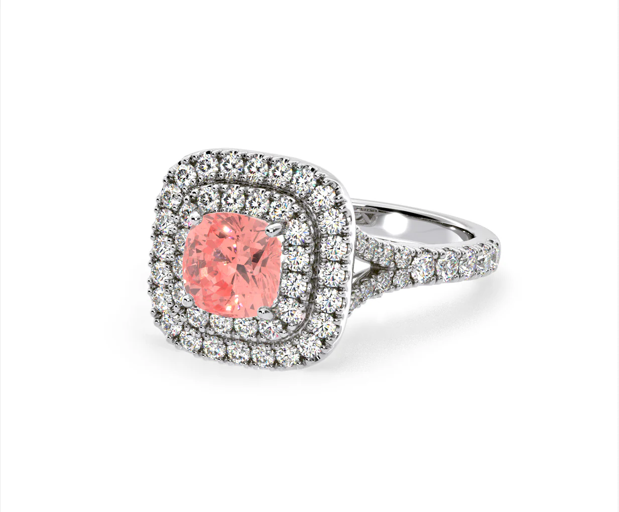 Anastasia Pink Lab Diamond 1.65ct Halo Ring in 18K White Gold - Elara Collection - Image 12