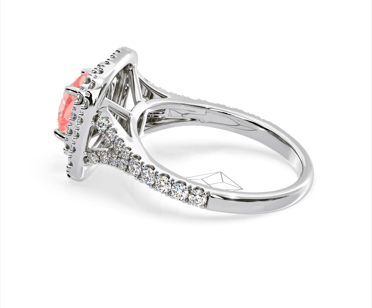 Anastasia Pink Lab Diamond 1.65ct Halo Ring in 18K White Gold - Elara Collection - Image 31