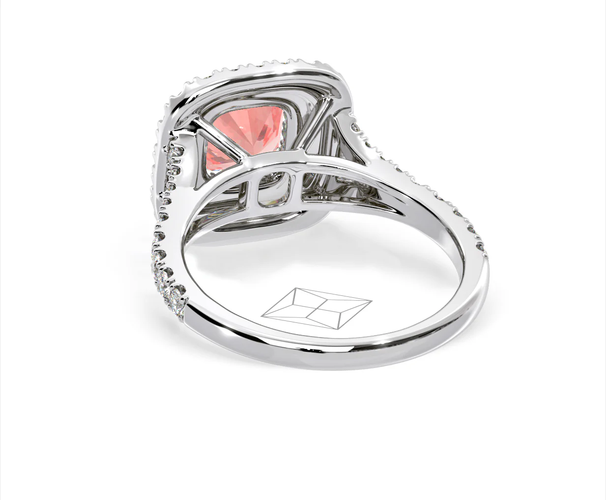 Anastasia Pink Lab Diamond 1.65ct Halo Ring in 18K White Gold - Elara Collection - Image 42
