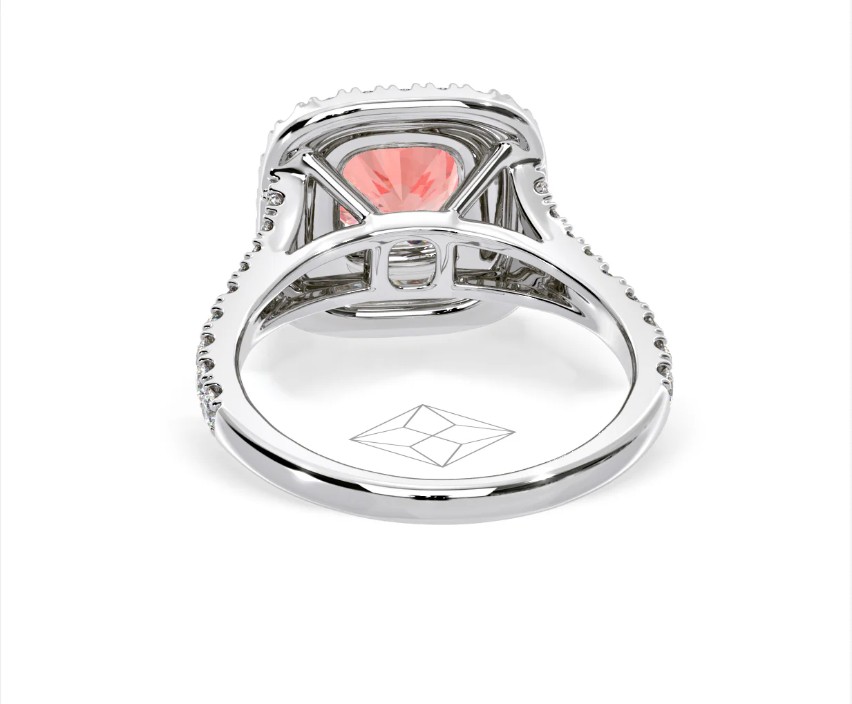 Anastasia Pink Lab Diamond 1.65ct Halo Ring in 18K White Gold - Elara Collection - Image 45