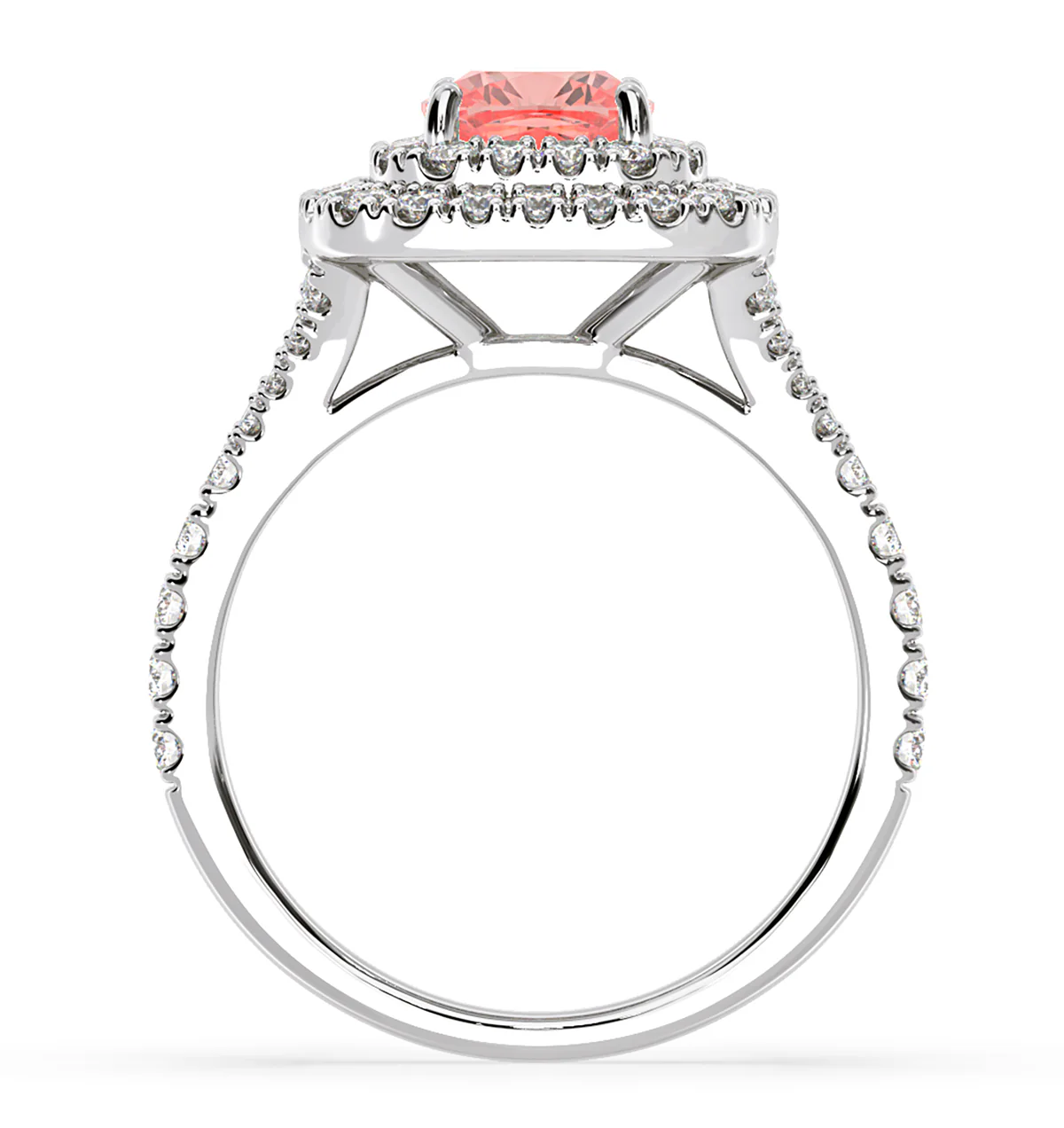 Anastasia Pink Lab Diamond 1.65ct Halo Ring in 18K White Gold - Elara Collection - Image 5