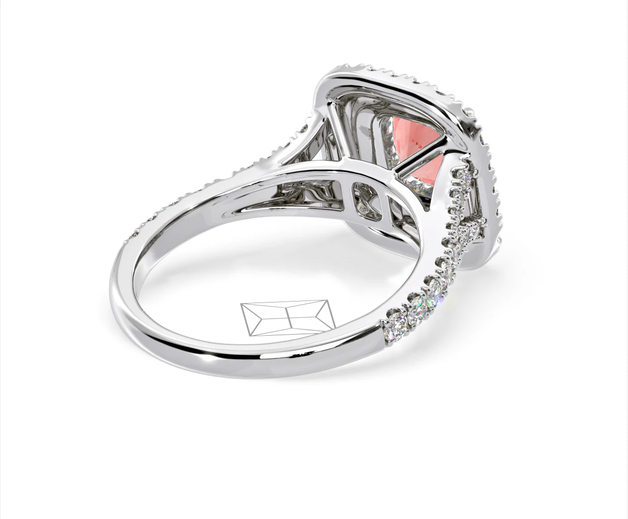 Anastasia Pink Lab Diamond 1.65ct Halo Ring in 18K White Gold - Elara Collection - Image 55