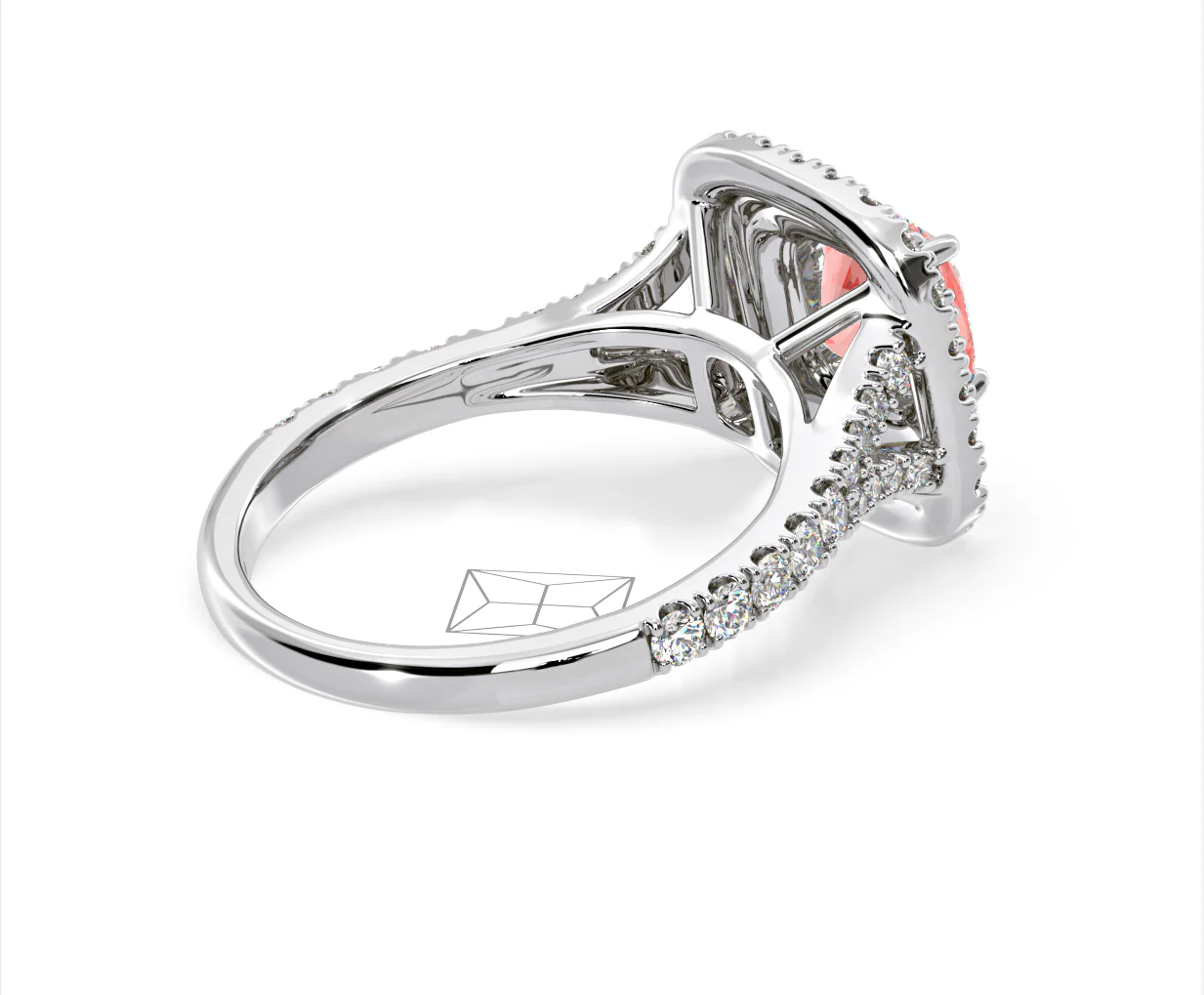 Anastasia Pink Lab Diamond 1.65ct Halo Ring in 18K White Gold - Elara Collection - Image 58
