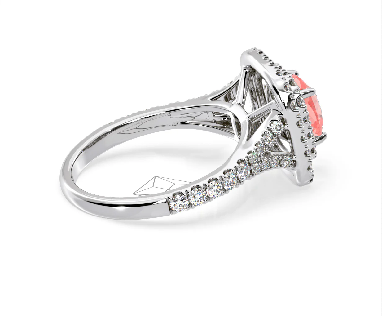 Anastasia Pink Lab Diamond 1.65ct Halo Ring in 18K White Gold - Elara Collection - Image 62