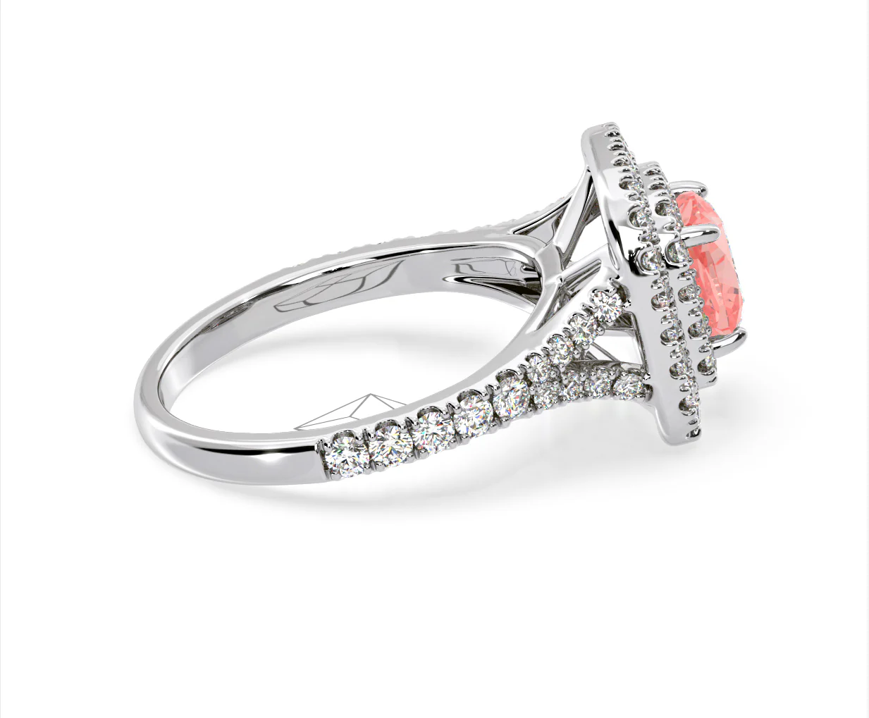 Anastasia Pink Lab Diamond 1.65ct Halo Ring in 18K White Gold - Elara Collection - Image 65
