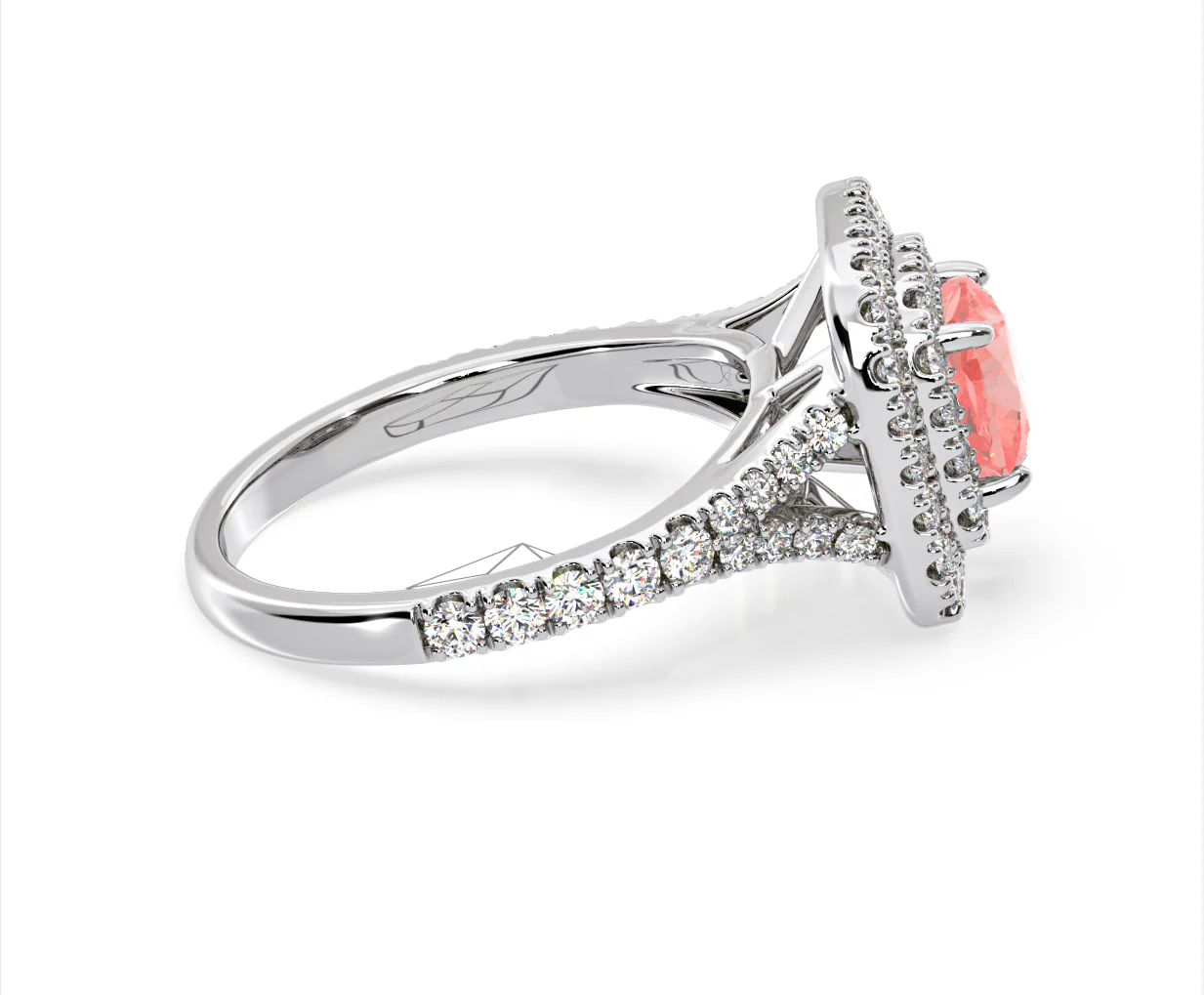 Anastasia Pink Lab Diamond 1.65ct Halo Ring in 18K White Gold - Elara Collection - Image 66