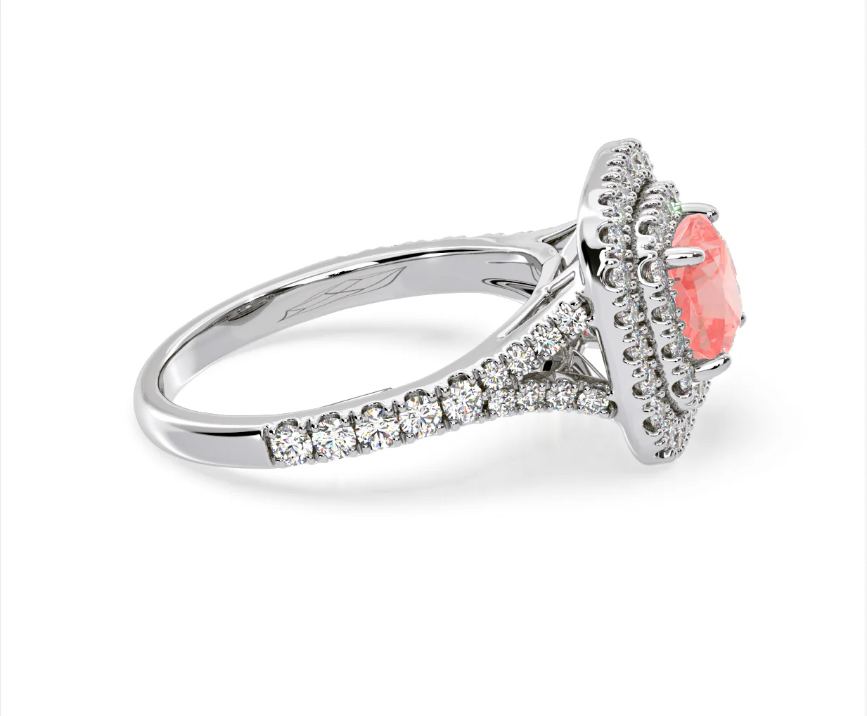 Anastasia Pink Lab Diamond 1.65ct Halo Ring in 18K White Gold - Elara Collection - Image 68