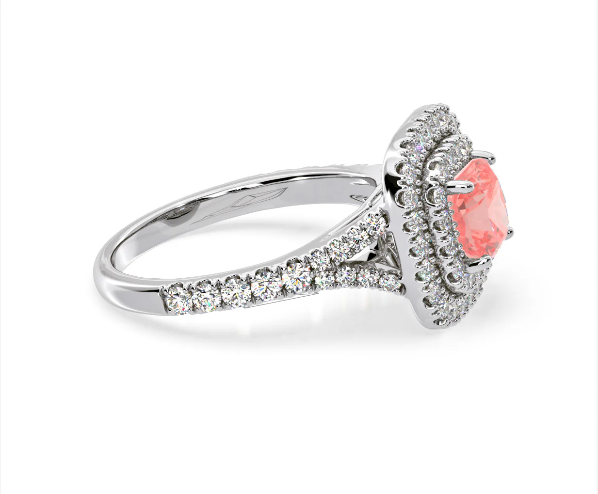 Anastasia Pink Lab Diamond 1.65ct Halo Ring in 18K White Gold - Elara Collection - Image 70