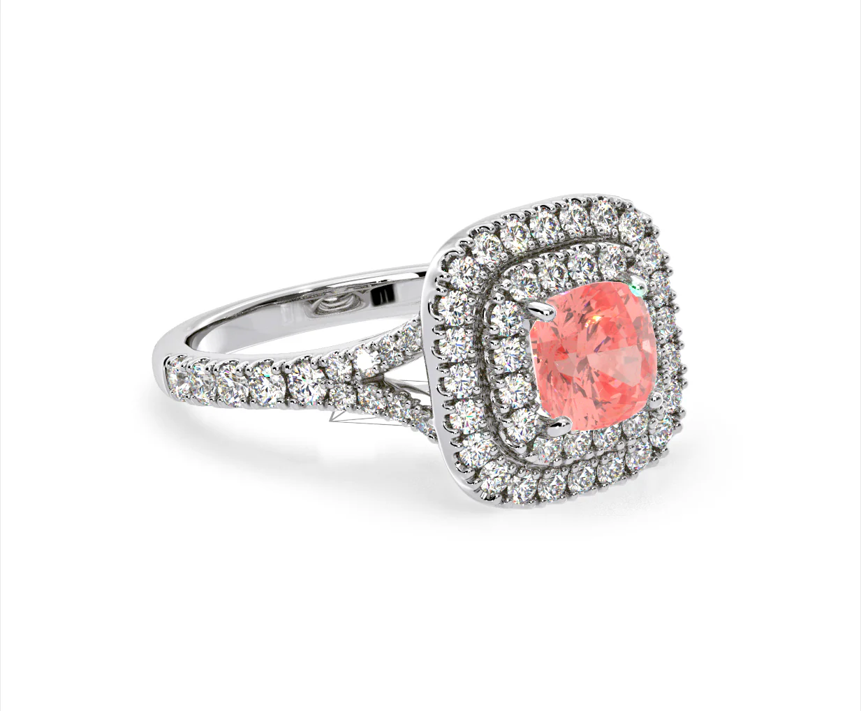 Anastasia Pink Lab Diamond 1.65ct Halo Ring in 18K White Gold - Elara Collection - Image 78