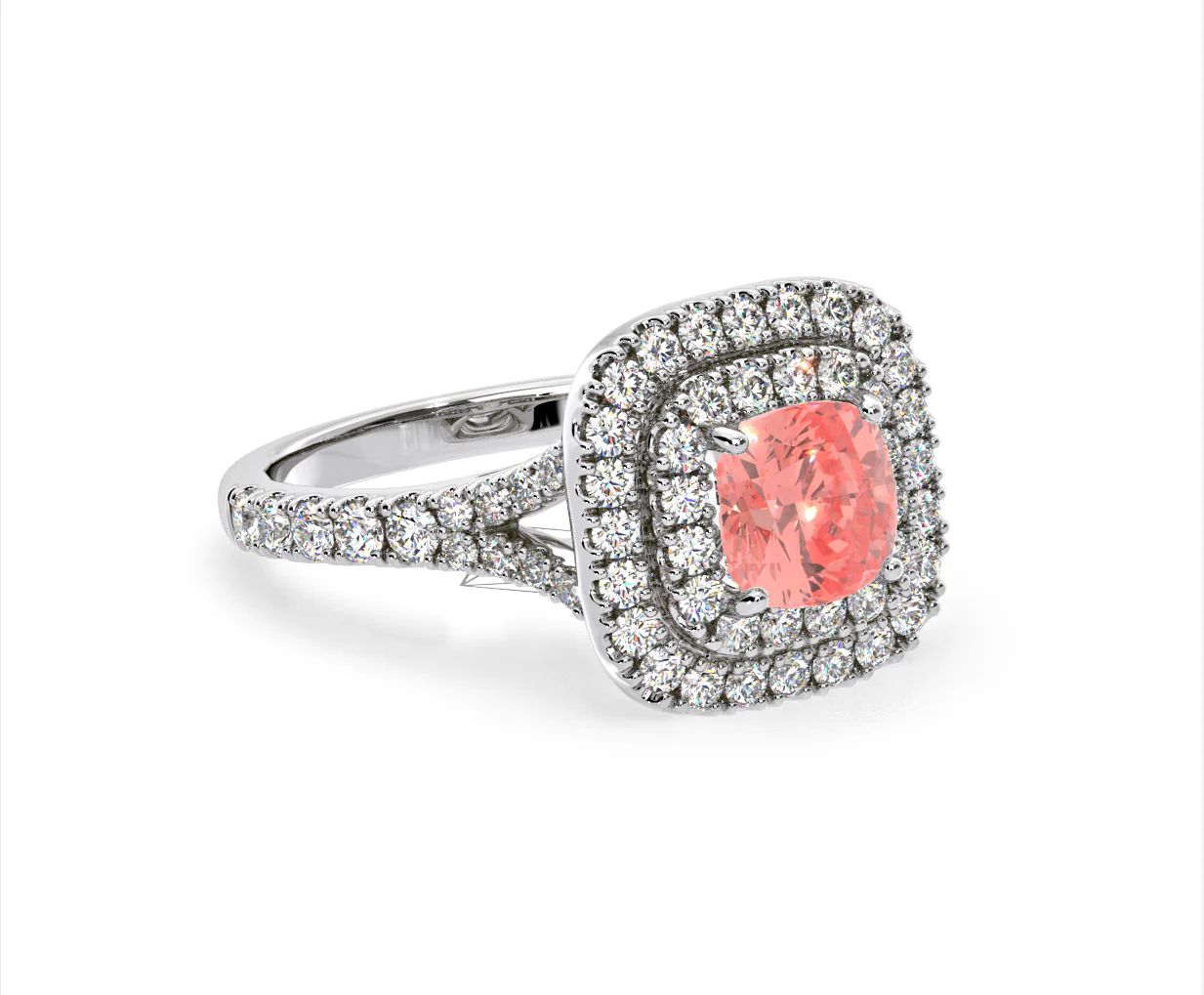 Anastasia Pink Lab Diamond 1.65ct Halo Ring in 18K White Gold - Elara Collection - Image 79