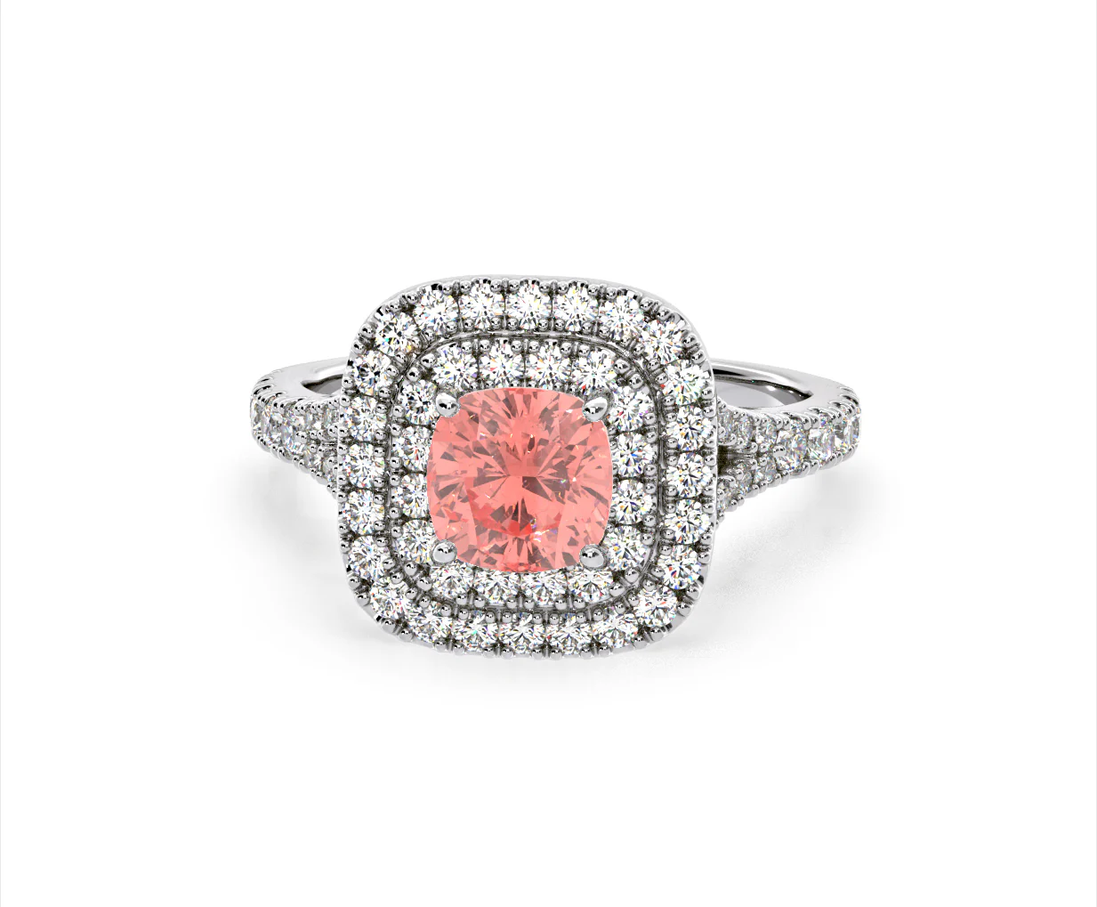 Anastasia Pink Lab Diamond 1.65ct Halo Ring in 18K White Gold - Elara Collection - Image 8