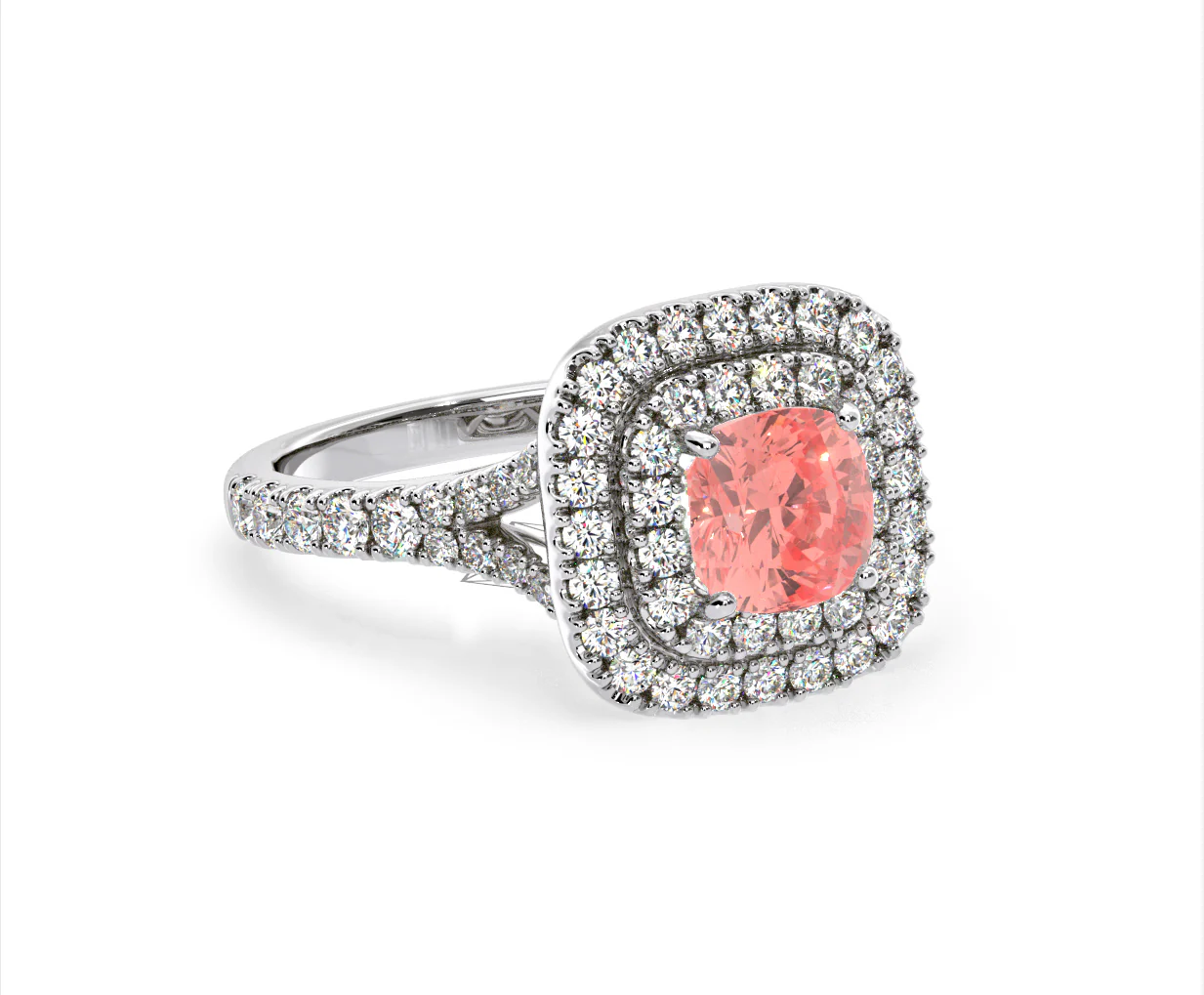 Anastasia Pink Lab Diamond 1.65ct Halo Ring in 18K White Gold - Elara Collection - Image 80