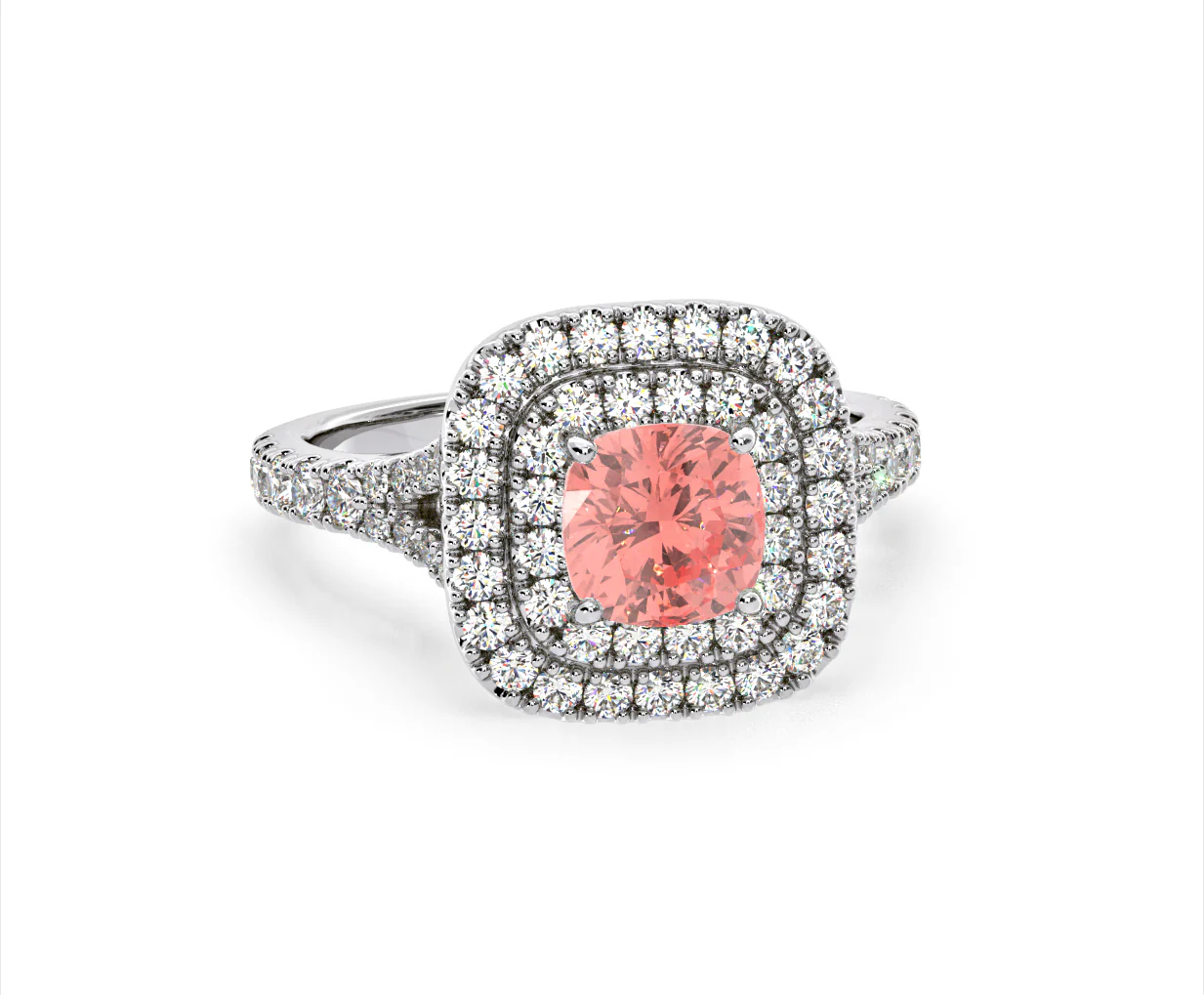 Anastasia Pink Lab Diamond 1.65ct Halo Ring in 18K White Gold - Elara Collection - Image 84
