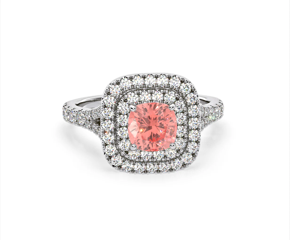 Anastasia Pink Lab Diamond 1.65ct Halo Ring in 18K White Gold - Elara Collection - Image 85