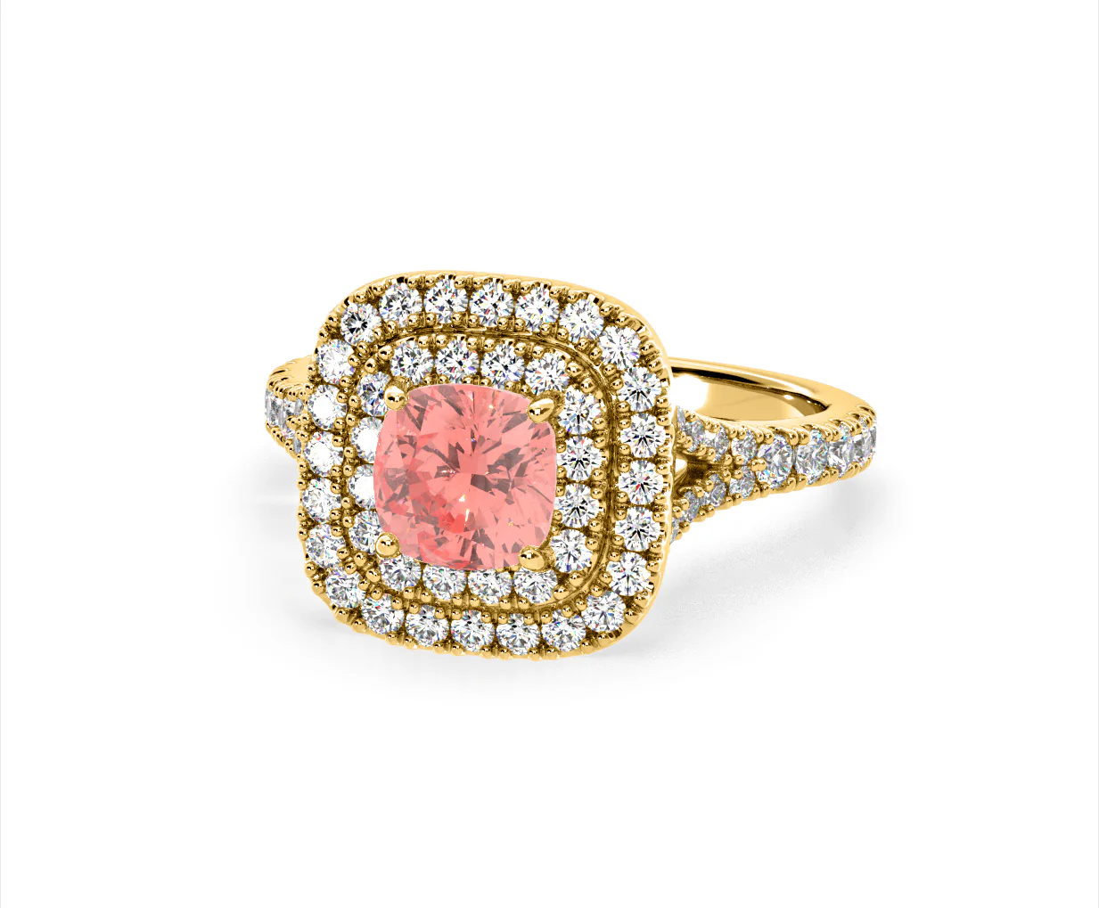 Anastasia Pink Lab Diamond 1.65ct Halo Ring in 18K Yellow Gold - Elara Collection - Image 11