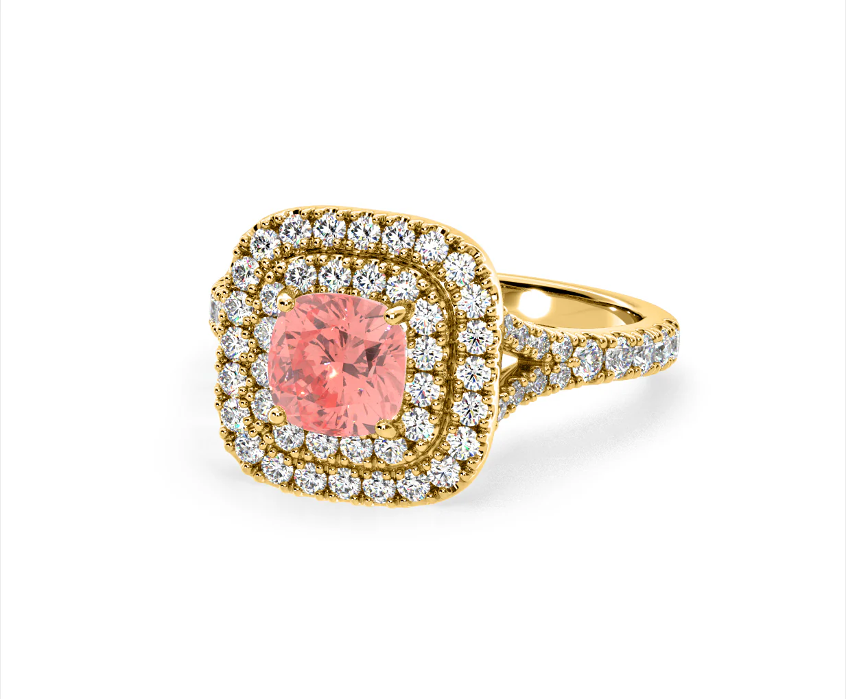 Anastasia Pink Lab Diamond 1.65ct Halo Ring in 18K Yellow Gold - Elara Collection - Image 12