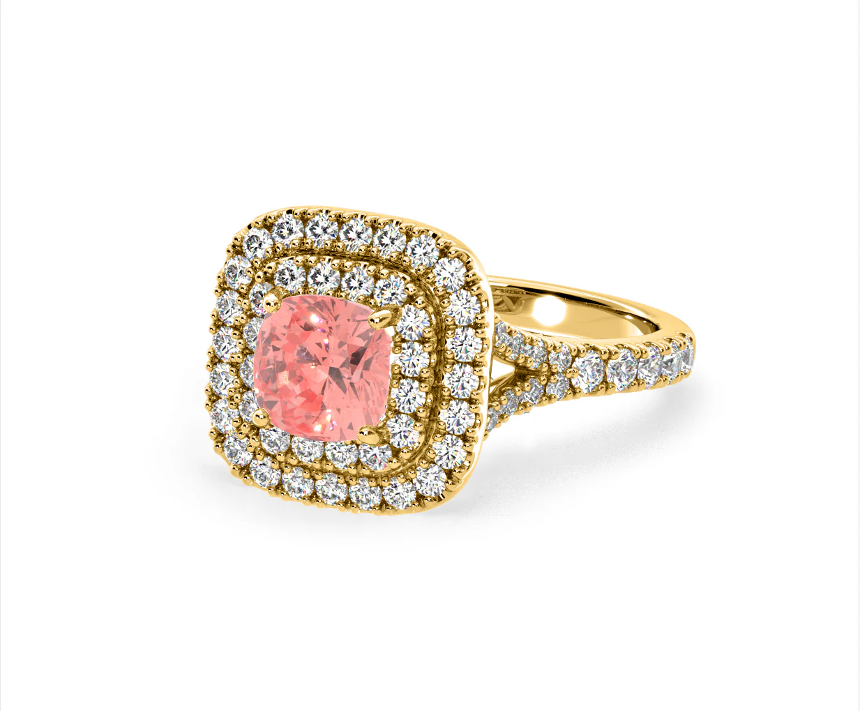 Anastasia Pink Lab Diamond 1.65ct Halo Ring in 18K Yellow Gold - Elara Collection - Image 13
