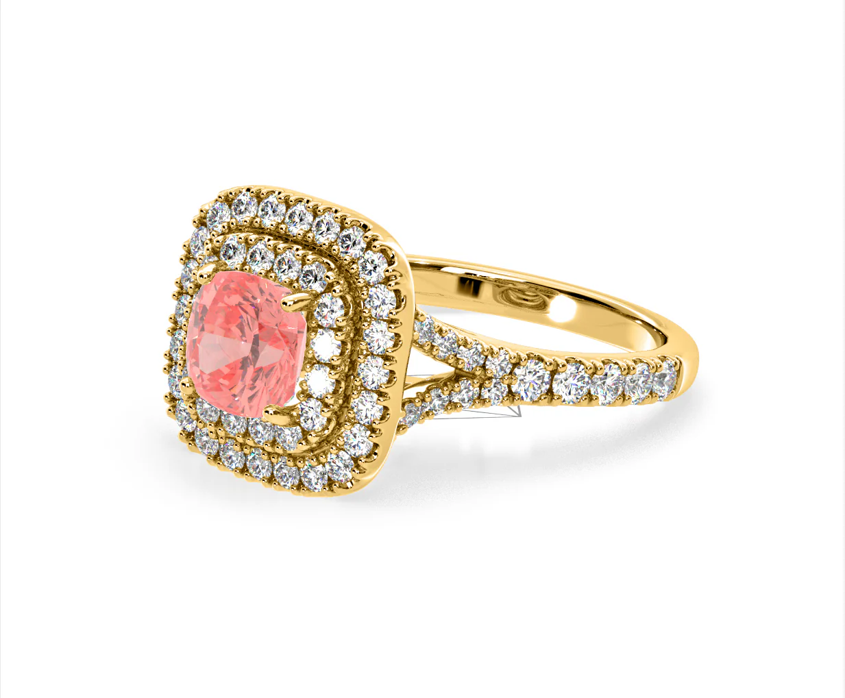 Anastasia Pink Lab Diamond 1.65ct Halo Ring in 18K Yellow Gold - Elara Collection - Image 17