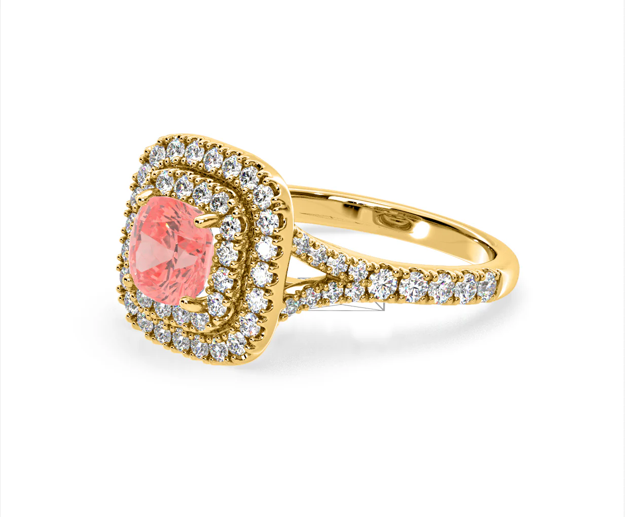 Anastasia Pink Lab Diamond 1.65ct Halo Ring in 18K Yellow Gold - Elara Collection - Image 18