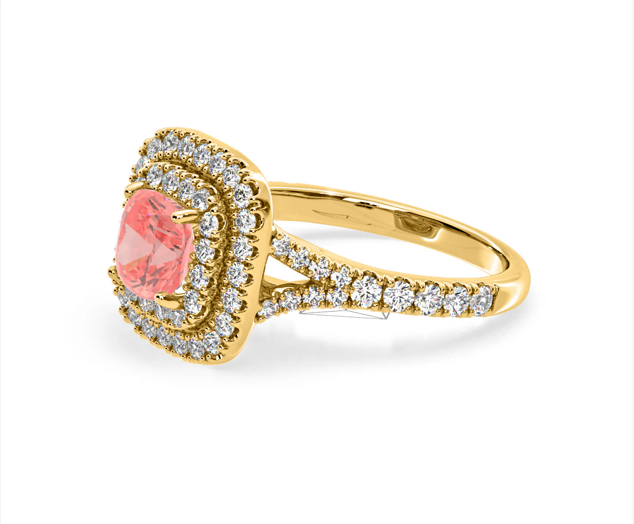 Anastasia Pink Lab Diamond 1.65ct Halo Ring in 18K Yellow Gold - Elara Collection - Image 20