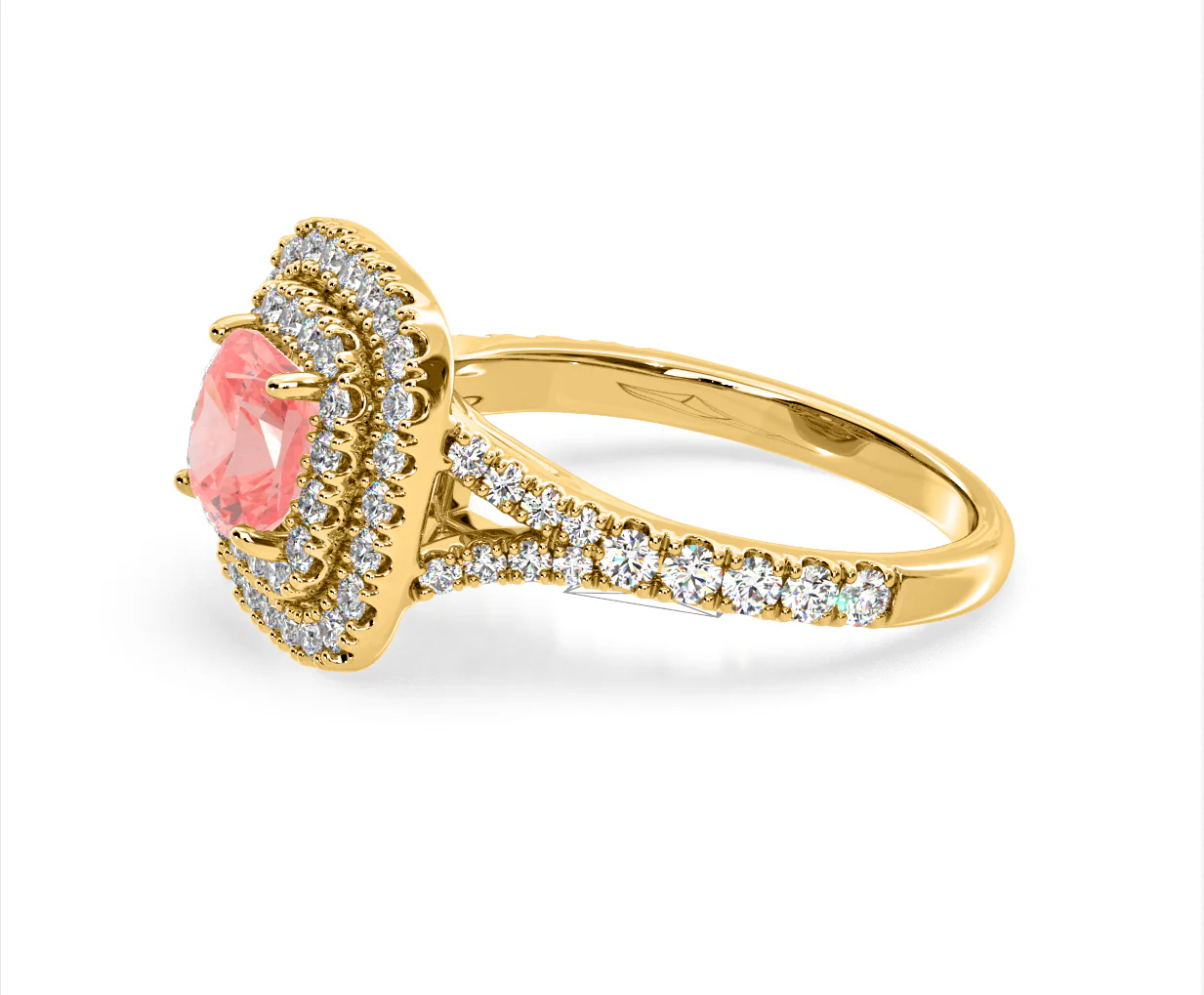 Anastasia Pink Lab Diamond 1.65ct Halo Ring in 18K Yellow Gold - Elara Collection - Image 23