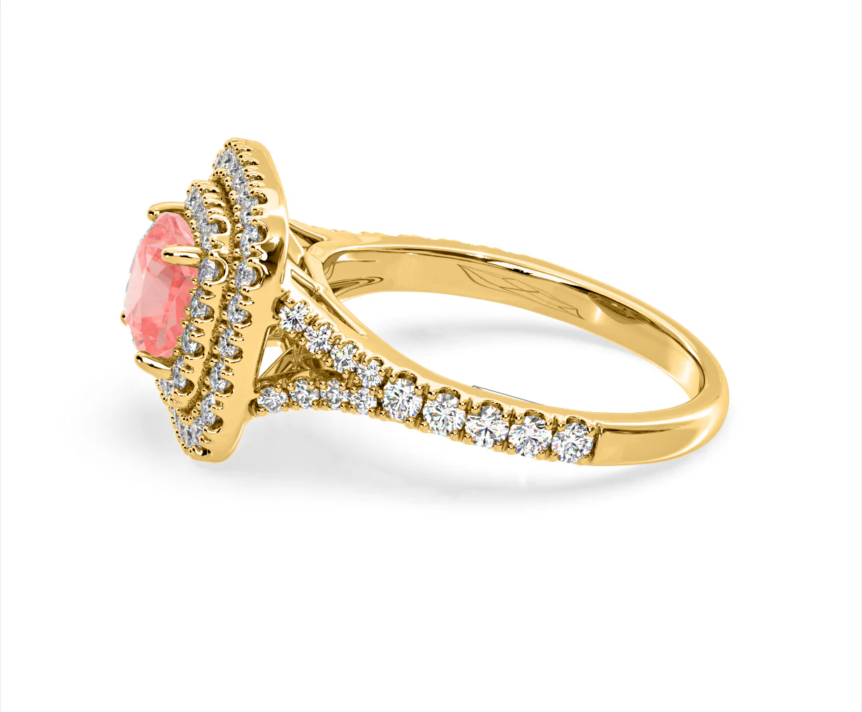 Anastasia Pink Lab Diamond 1.65ct Halo Ring in 18K Yellow Gold - Elara Collection - Image 26