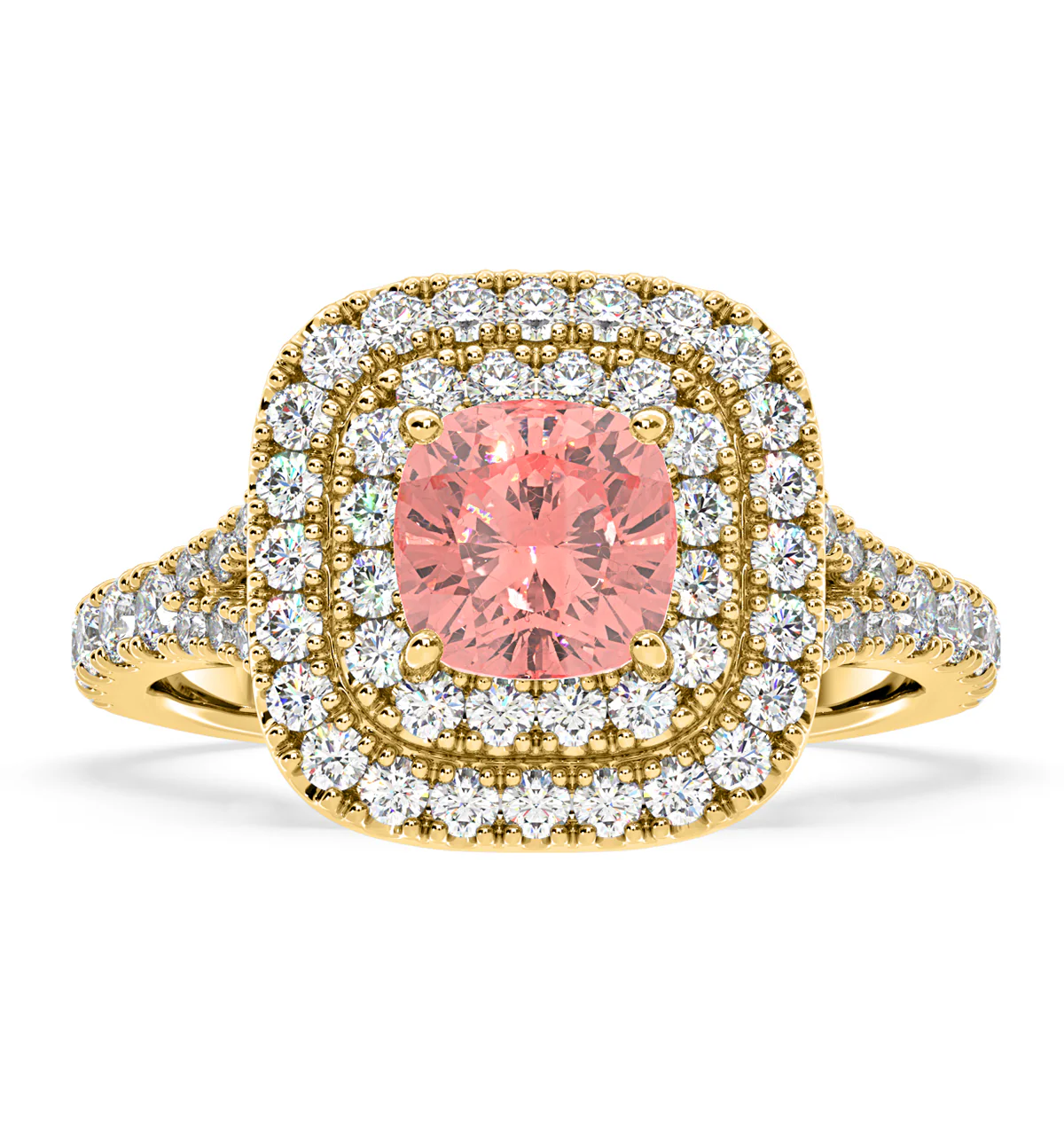 Anastasia Pink Lab Diamond 1.65ct Halo Ring in 18K Yellow Gold - Elara Collection - Image 3