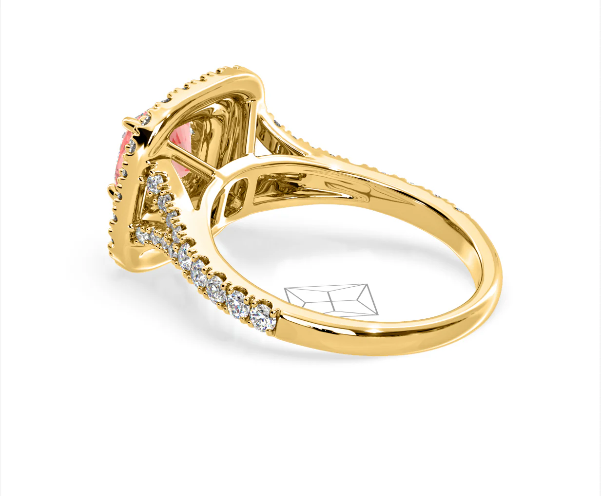 Anastasia Pink Lab Diamond 1.65ct Halo Ring in 18K Yellow Gold - Elara Collection - Image 36