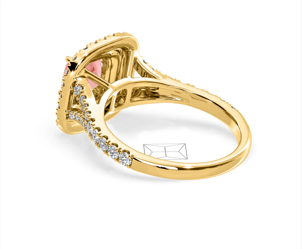 Anastasia Pink Lab Diamond 1.65ct Halo Ring in 18K Yellow Gold - Elara Collection - Image 37