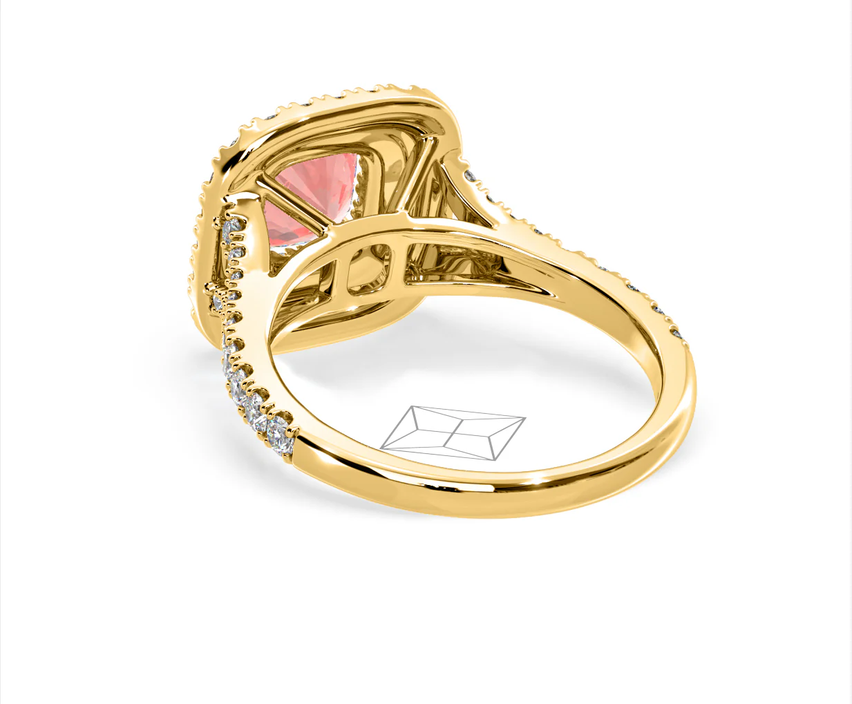 Anastasia Pink Lab Diamond 1.65ct Halo Ring in 18K Yellow Gold - Elara Collection - Image 41