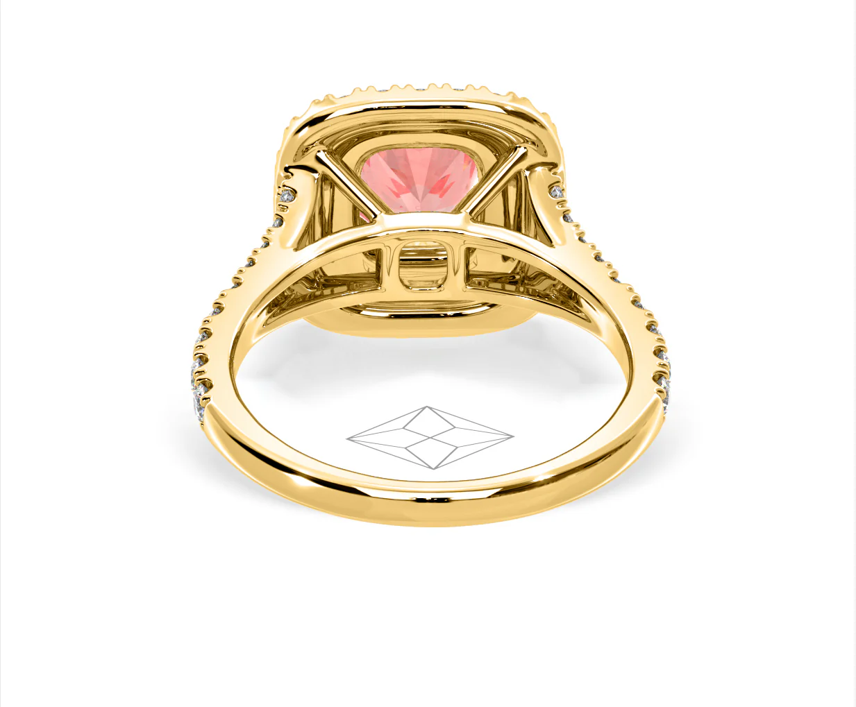 Anastasia Pink Lab Diamond 1.65ct Halo Ring in 18K Yellow Gold - Elara Collection - Image 47