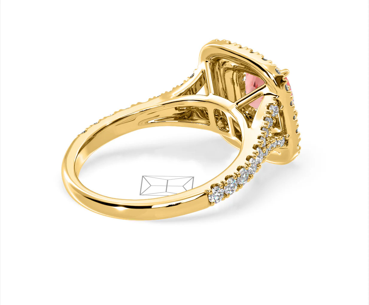 Anastasia Pink Lab Diamond 1.65ct Halo Ring in 18K Yellow Gold - Elara Collection - Image 58
