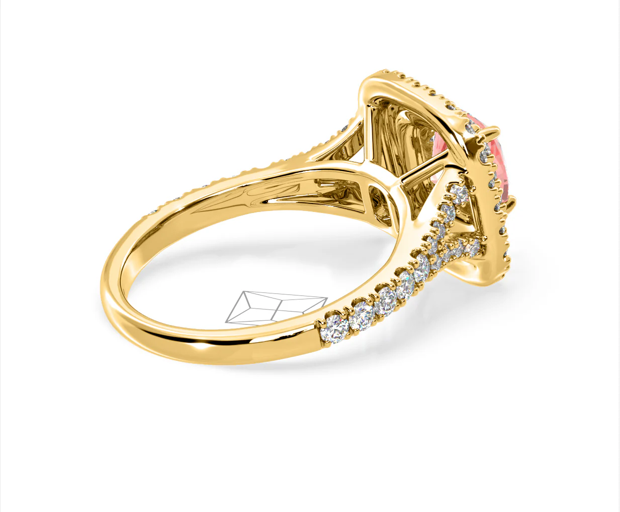 Anastasia Pink Lab Diamond 1.65ct Halo Ring in 18K Yellow Gold - Elara Collection - Image 60