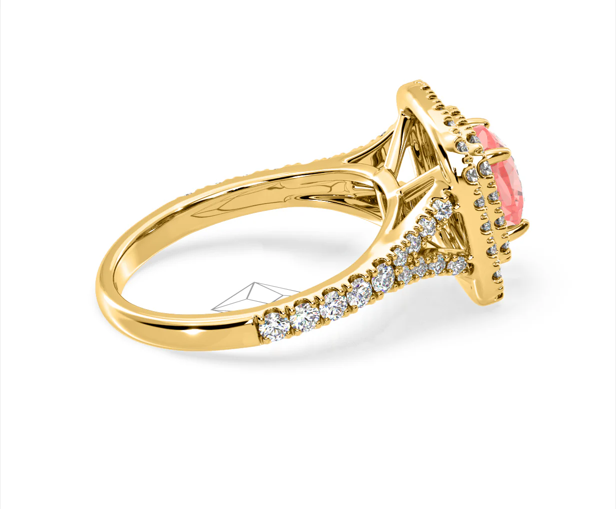 Anastasia Pink Lab Diamond 1.65ct Halo Ring in 18K Yellow Gold - Elara Collection - Image 64