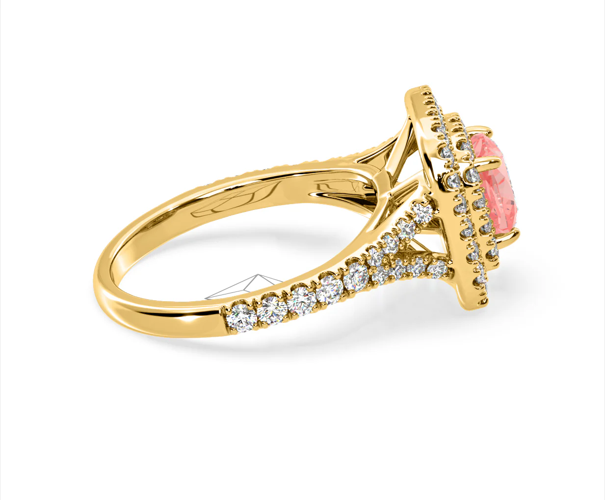 Anastasia Pink Lab Diamond 1.65ct Halo Ring in 18K Yellow Gold - Elara Collection - Image 66