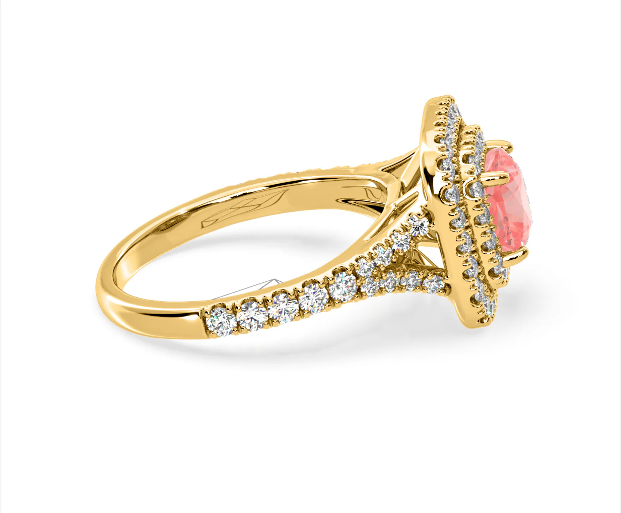 Anastasia Pink Lab Diamond 1.65ct Halo Ring in 18K Yellow Gold - Elara Collection - Image 68