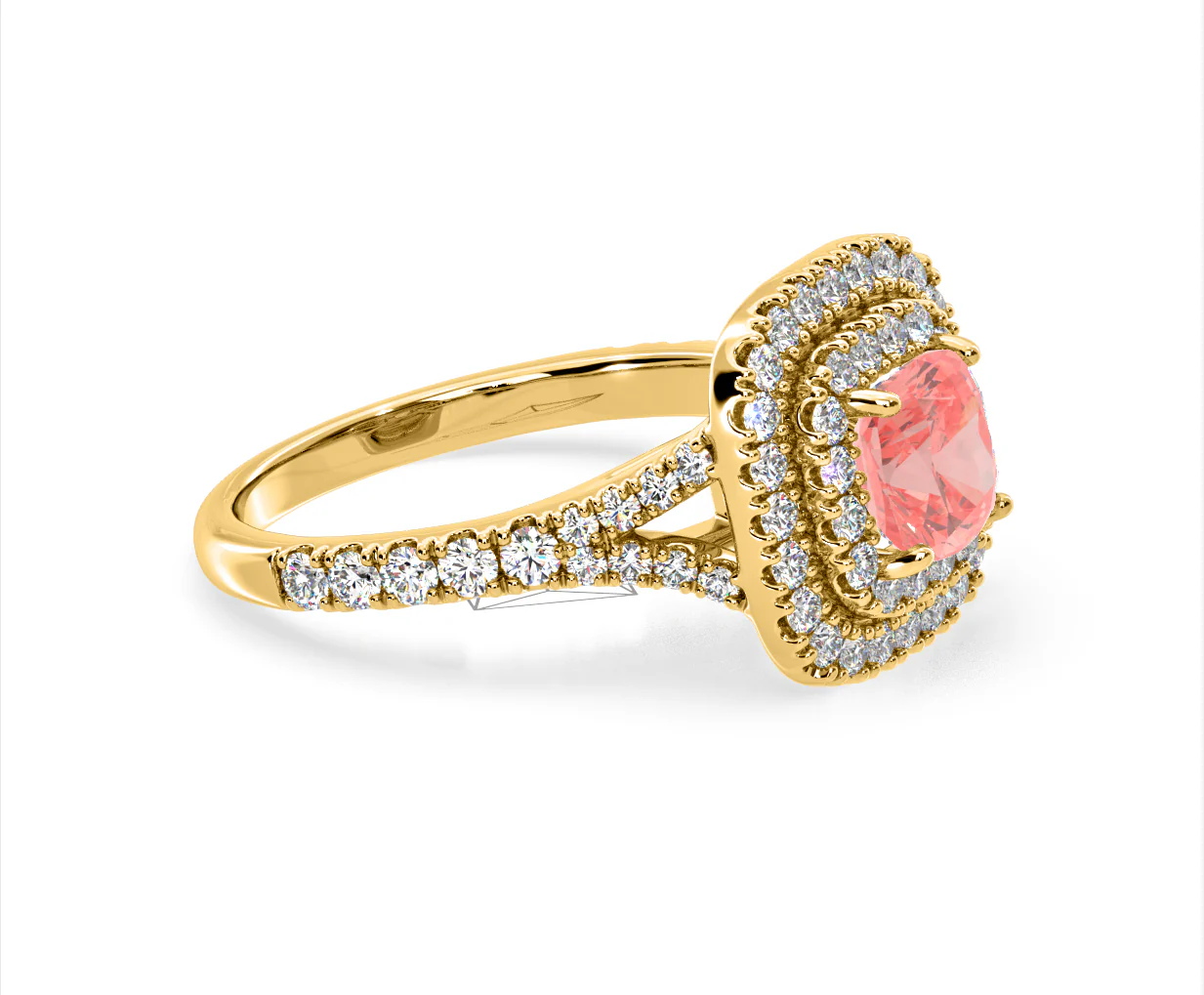 Anastasia Pink Lab Diamond 1.65ct Halo Ring in 18K Yellow Gold - Elara Collection - Image 74