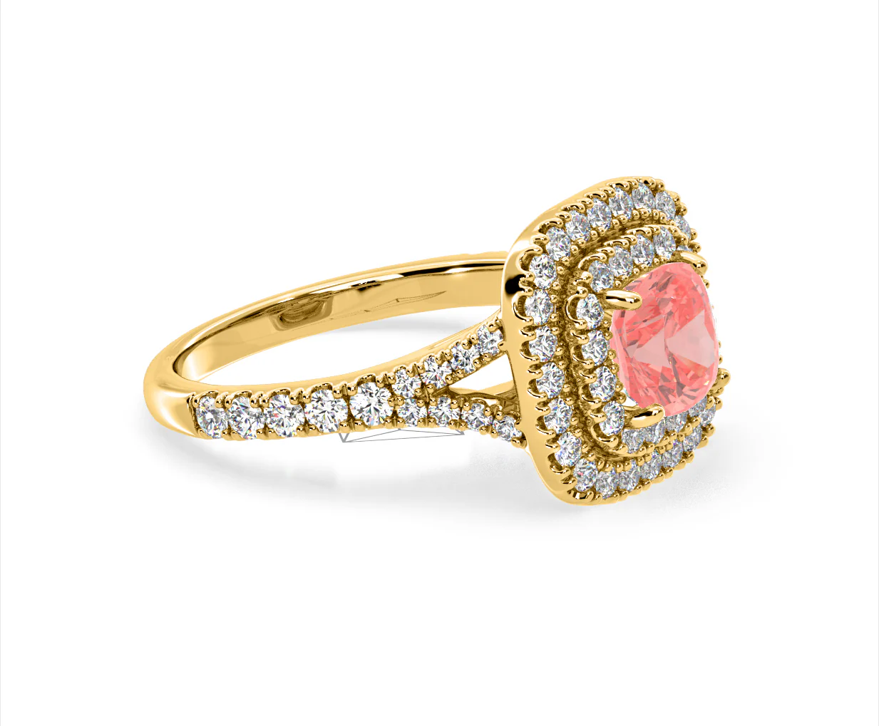 Anastasia Pink Lab Diamond 1.65ct Halo Ring in 18K Yellow Gold - Elara Collection - Image 75
