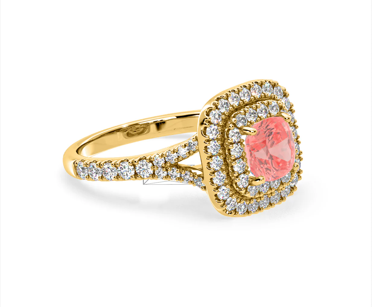 Anastasia Pink Lab Diamond 1.65ct Halo Ring in 18K Yellow Gold - Elara Collection - Image 77