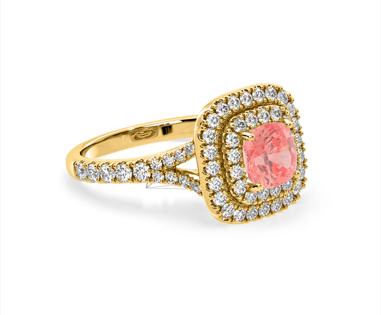 Anastasia Pink Lab Diamond 1.65ct Halo Ring in 18K Yellow Gold - Elara Collection - Image 78