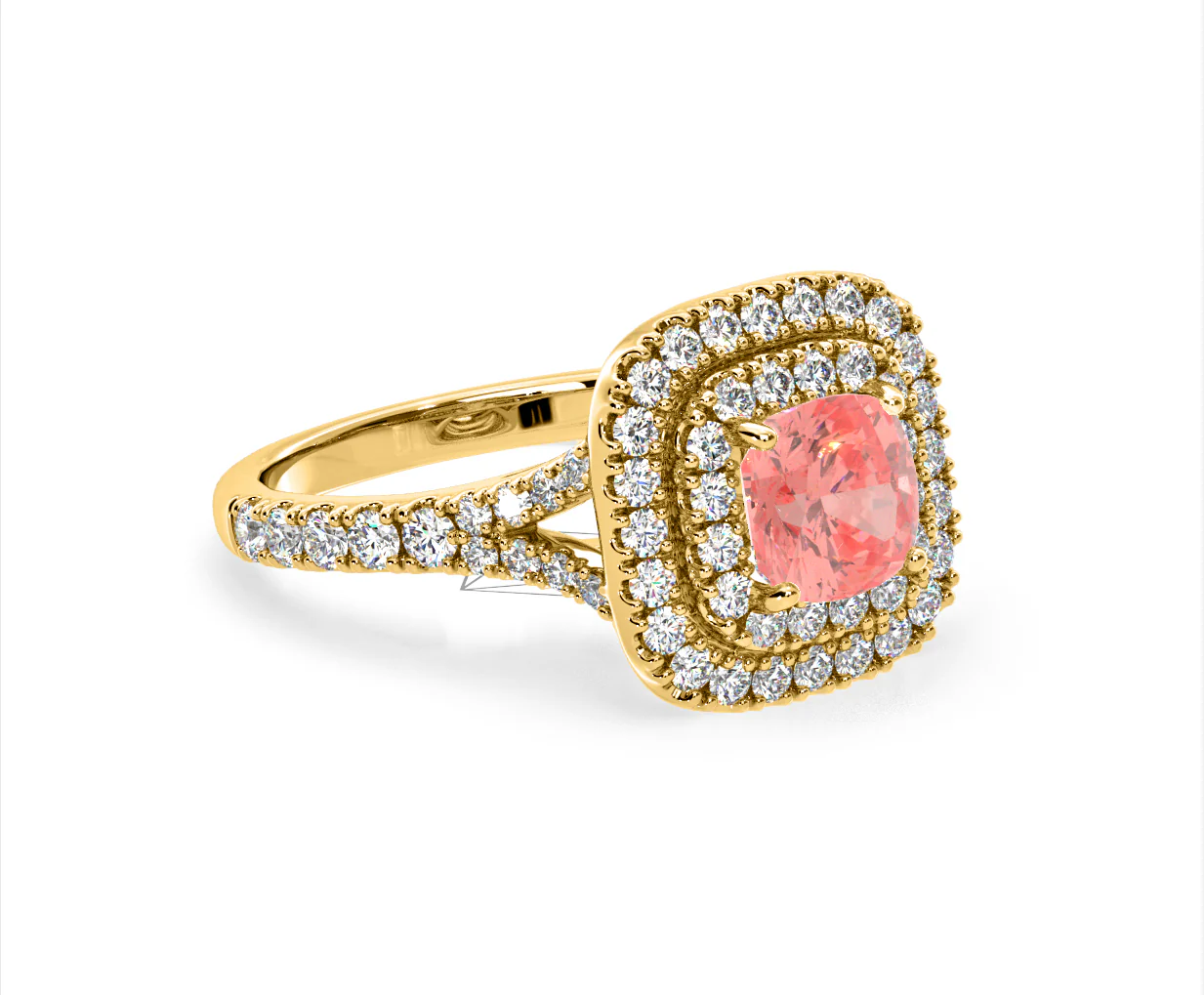Anastasia Pink Lab Diamond 1.65ct Halo Ring in 18K Yellow Gold - Elara Collection - Image 79