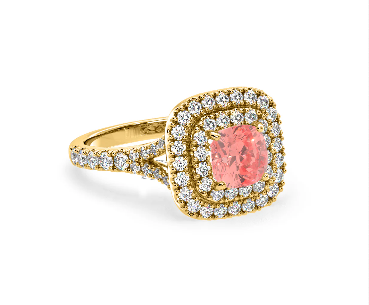 Anastasia Pink Lab Diamond 1.65ct Halo Ring in 18K Yellow Gold - Elara Collection - Image 81