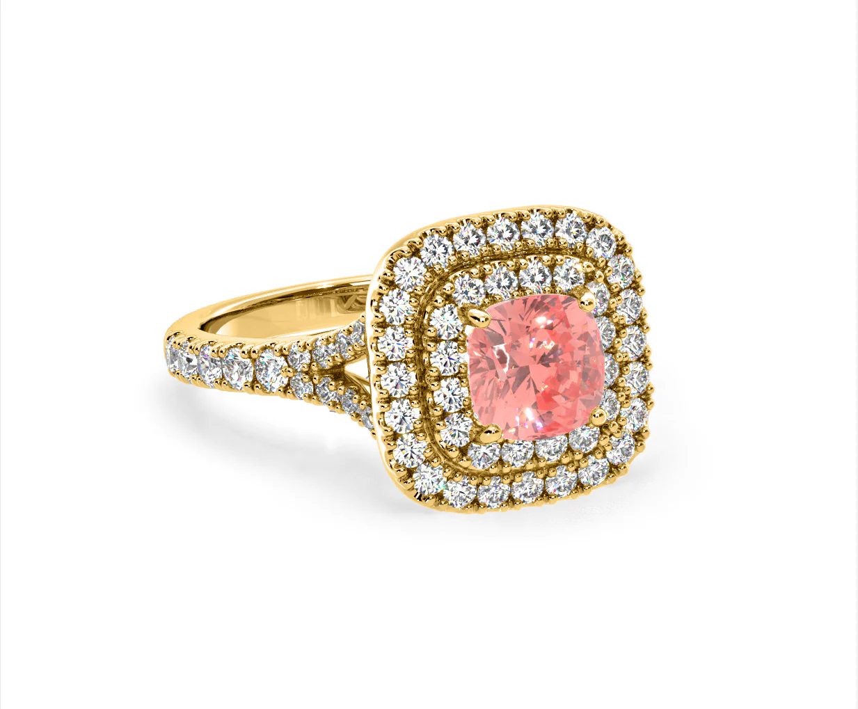 Anastasia Pink Lab Diamond 1.65ct Halo Ring in 18K Yellow Gold - Elara Collection - Image 82