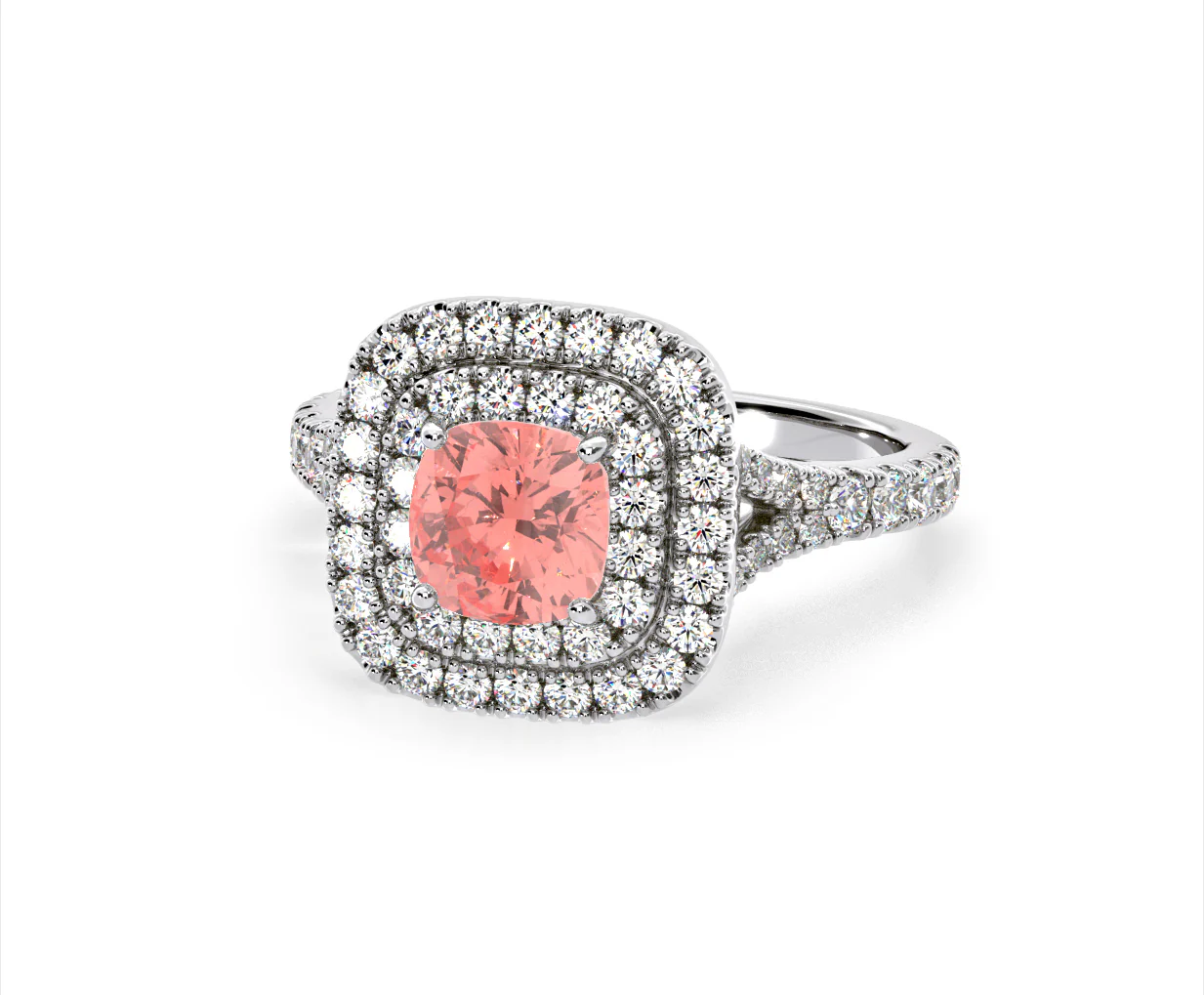 Anastasia Pink Lab Diamond 1.65ct Halo Ring in Platinum - Elara Collection - Image 10